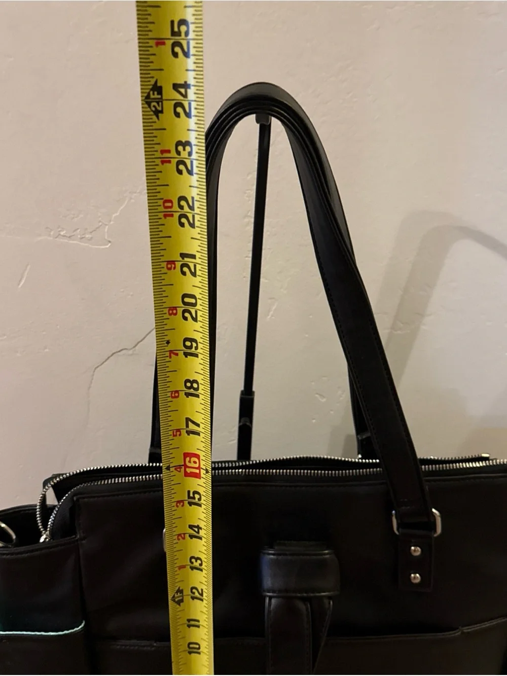 White Elm Black Laptop Tote with Tassel Zip Pocket